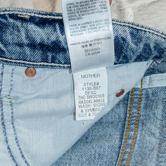 MOTHER SUPERIOR The Swooner Rascal Ankle Denim Jeans Signs & Symbols sz 26 - Picture 8 of 14